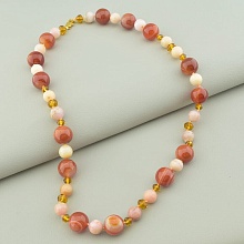 картинка Бусы 'SUNSTONES' Сердолик Опал Чешский хрусталь 54 см от магазина Wolves