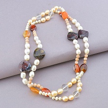 картинка Бусы Жемчуг Сердолик Яшма 100 см от магазина Wolves