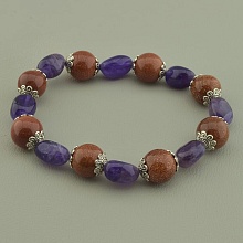 картинка Браслет 'SUNSTONES' Золотой Песок Аметист 18 см от магазина Wolves