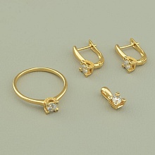 картинка Кулон+Серьги+Кольцо 'XUPING' Фианит  (позолота 18к) от магазина Wolves