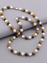 картинка Бусы+Браслет Тигровый глаз Жемчуг 45 см от магазина Wolves