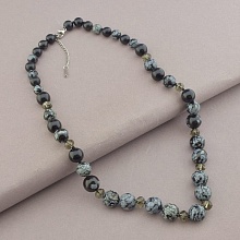 картинка Бусы 'SUNSTONES' Обсидиан Чешский хрусталь 50 см от магазина Wolves