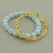 картинка Браслет из кварца, цитрина, голубой, желтый на резинке 'SUNSTONES' от магазина Wolves