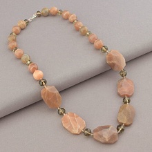 картинка Бусы из Солнечного камня, Чешского хрусталя, оранжевые, на карабине 'SUNSTONES' 52 см от магазина Wolves